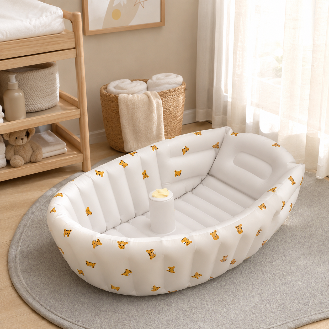 Inflatable Baby Bathtub – Portable PVC Tub with Built-in Air Pump for Newborns
