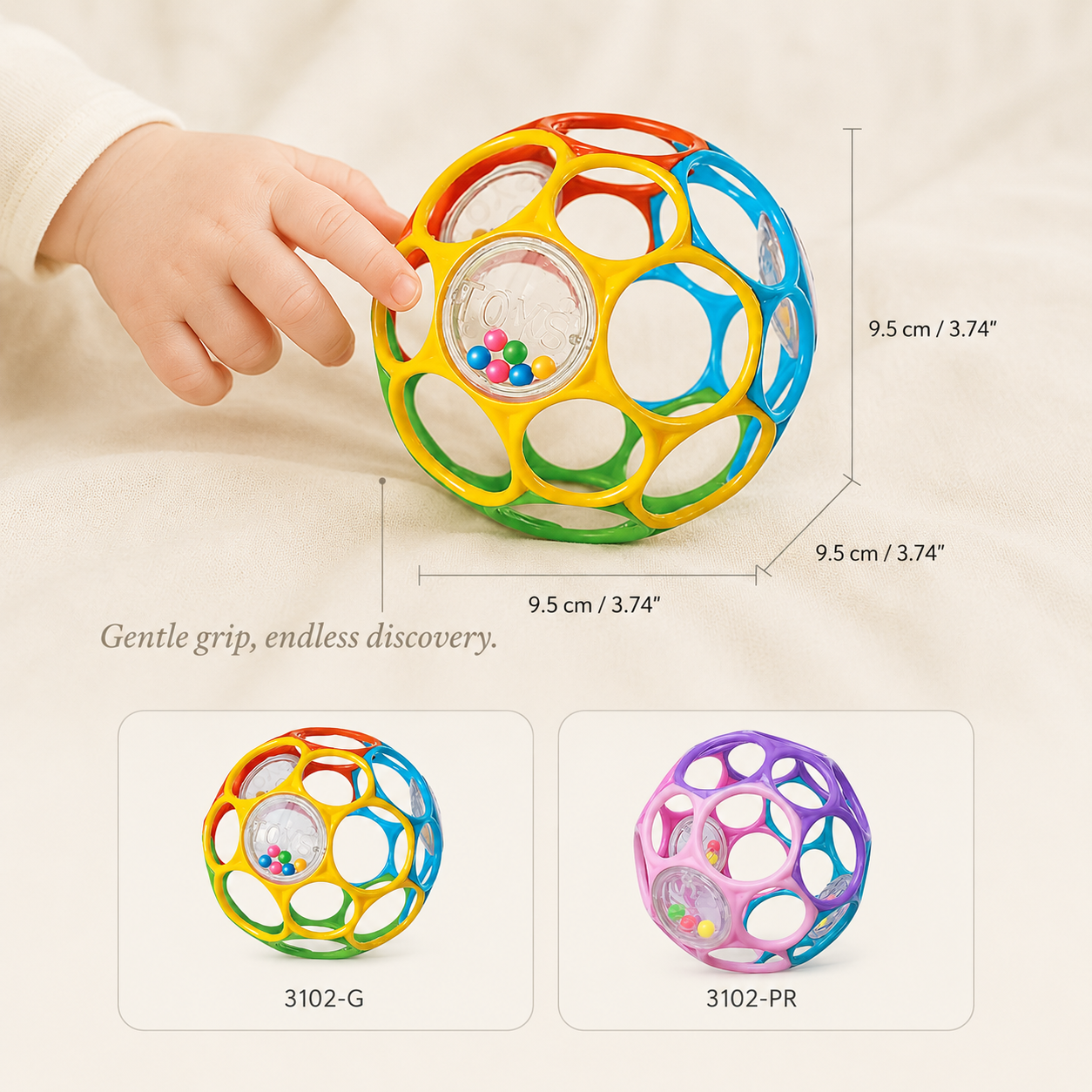 Baby Grasping Ball Rattle – Sensory Teether Toy for Early Development 0-6 Months