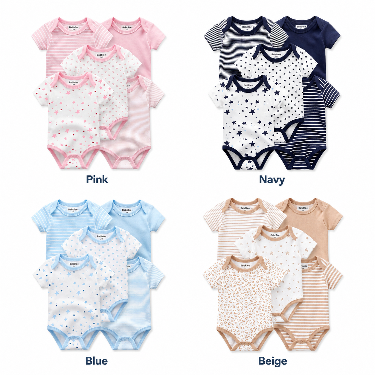 Baby Bodysuit Set – Soft Cotton Short Sleeve Onesies, Unisex Newborn Essentials, 5 Pack