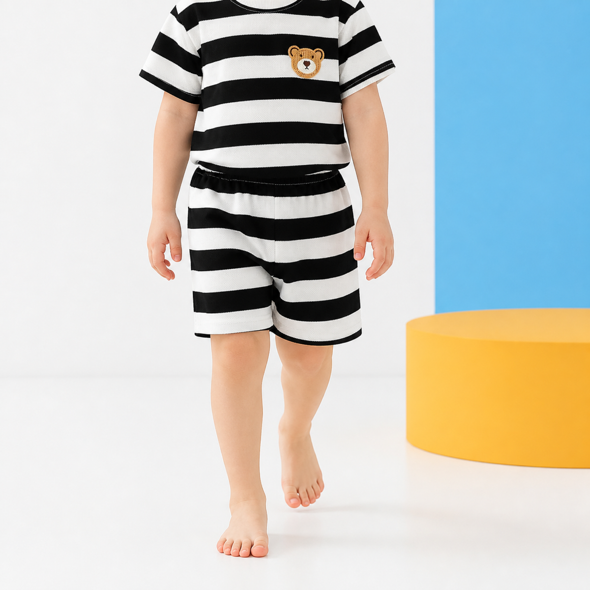 Children's Striped Summer Set – 2 Piece Short Sleeve T Shirt and Shorts Outfit for Boys and Girls