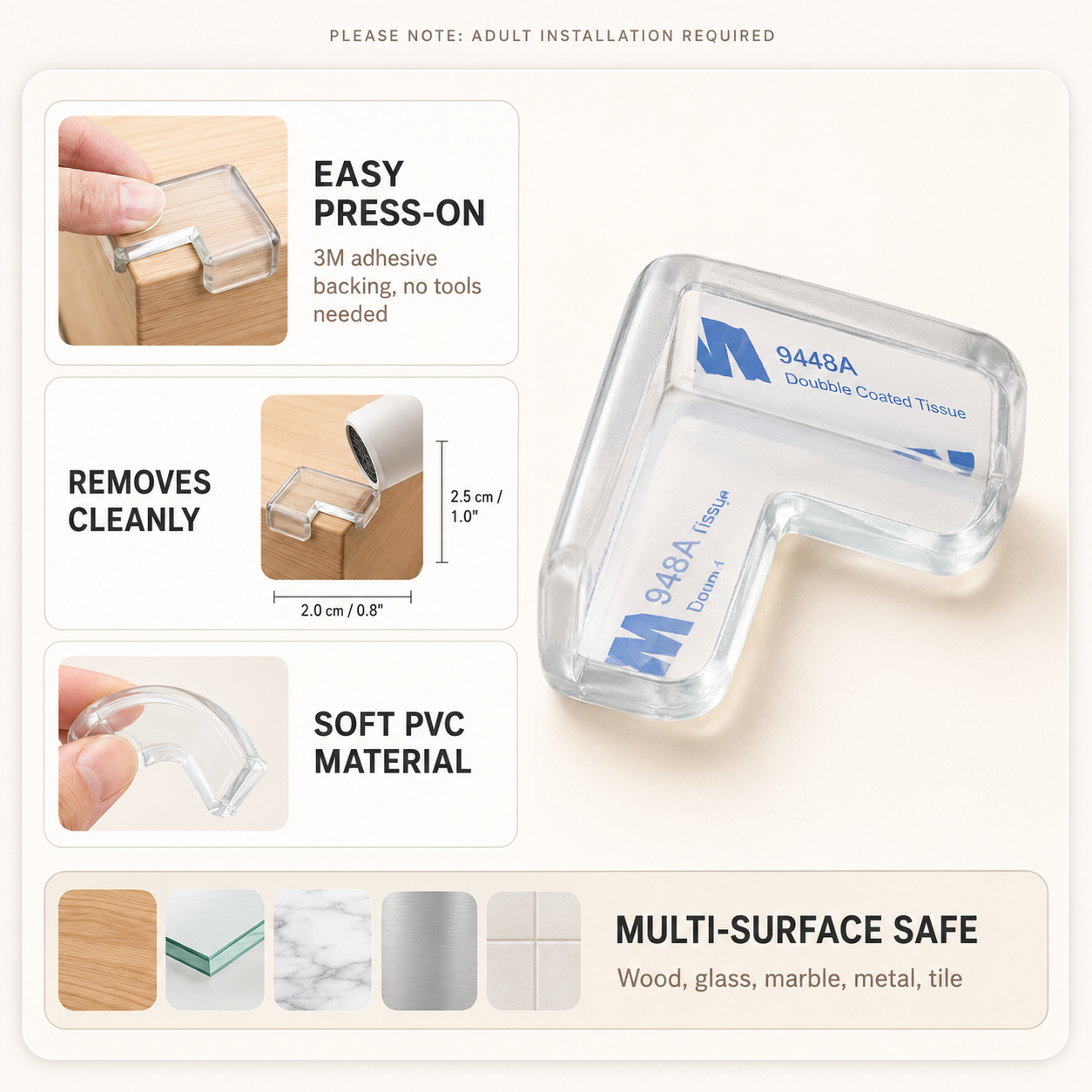 Clear Corner Protectors for Baby Safety – Transparent Furniture Edge Guards with Adhesive for Childproofing Tables