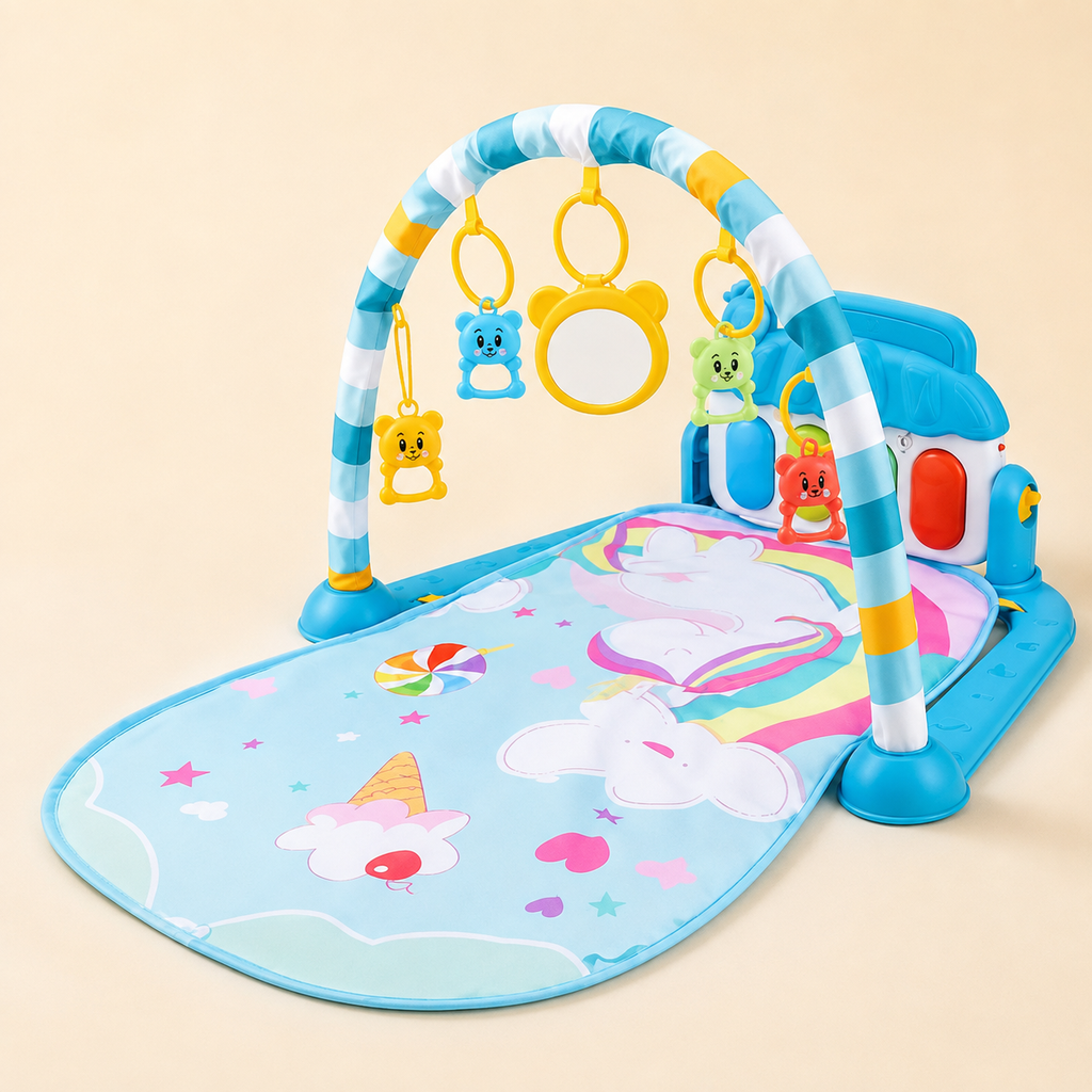 Baby Kick Play Piano Gym – Tummy Time Mat with Music Lights Activity Center Newborn Toy