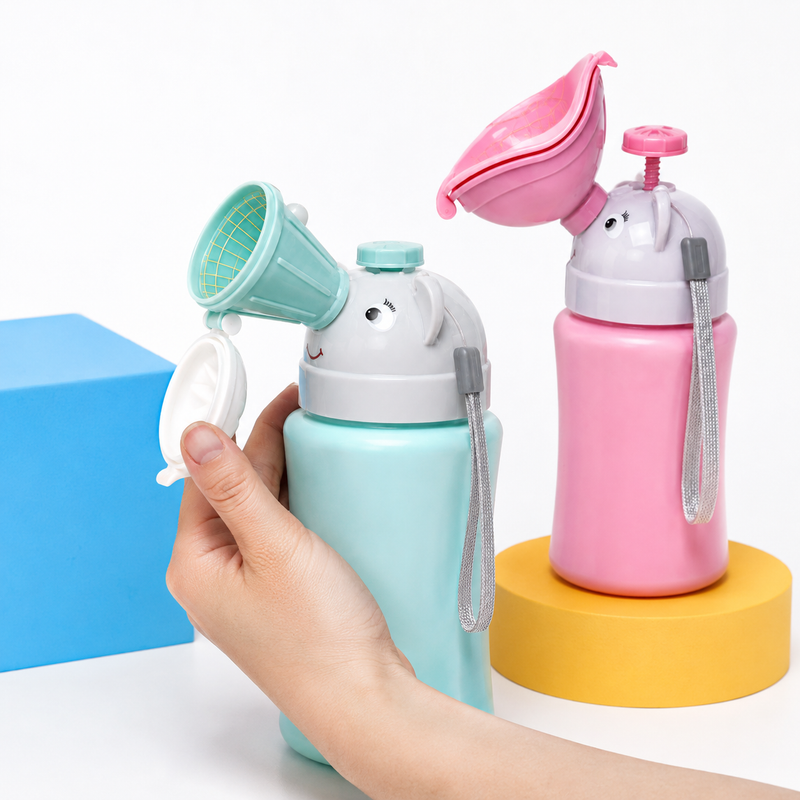 Portable Kids Urinal – Shrinkable Anti Leak Pee Bottle for Car Travel Potty Training and Emergencies