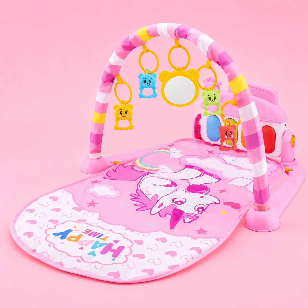 Baby Kick Play Piano Gym – Tummy Time Mat with Music Lights Activity Center Newborn Toy