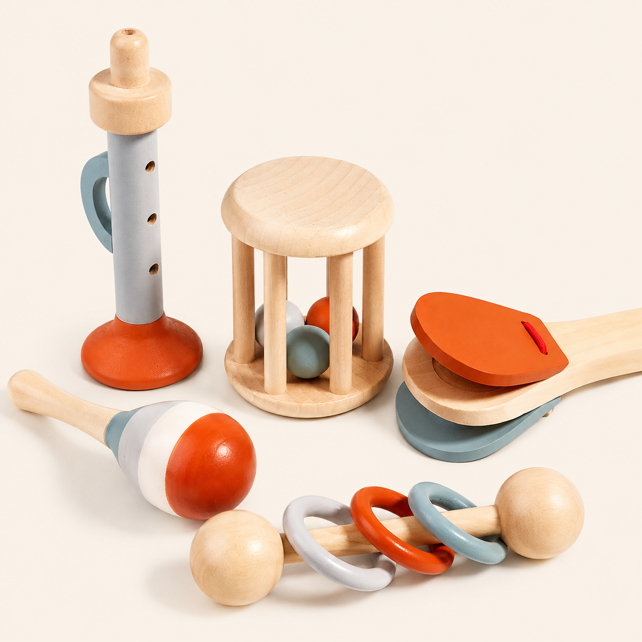 Baby Musical Instruments Set – 5 Piece Wooden Sensory Toys for Toddlers