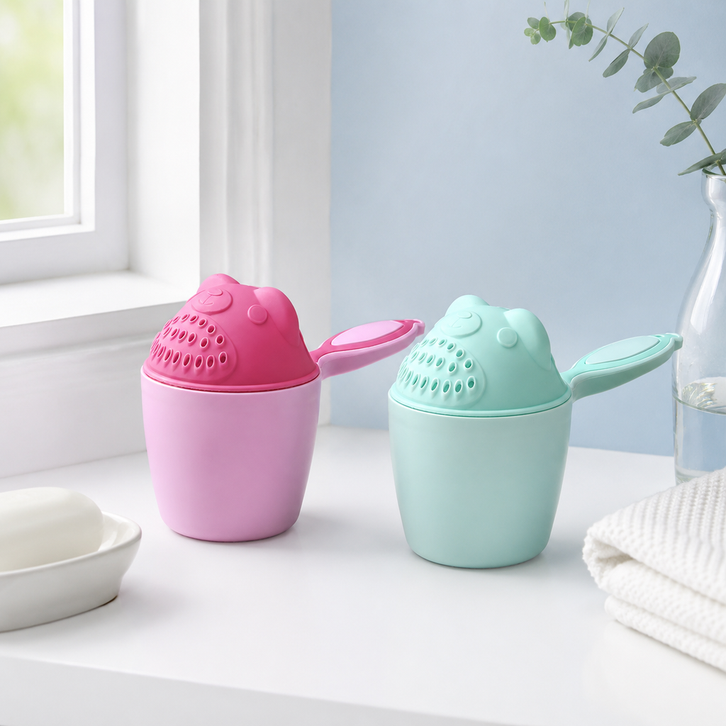 Baby Bath Rinse Cup – Soft Rim Shampoo Rinser, Toddler Hair Wash Tool, Calm Bath