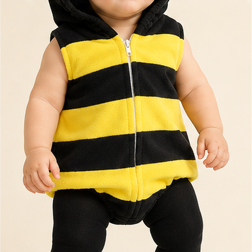 Baby Bee Costume – Hooded Striped Romper with Long Socks, 0-24 Months