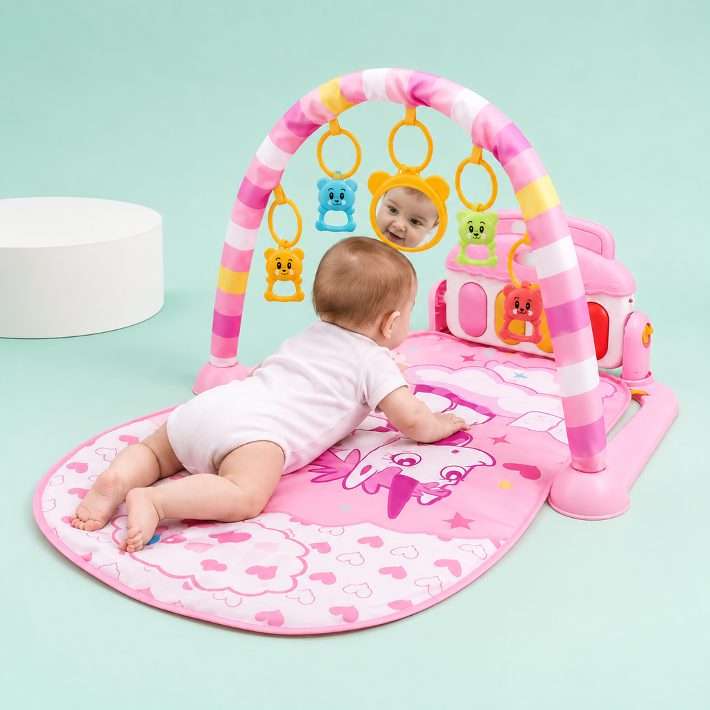 Baby Kick Play Piano Gym – Tummy Time Mat with Music Lights Activity Center Newborn Toy