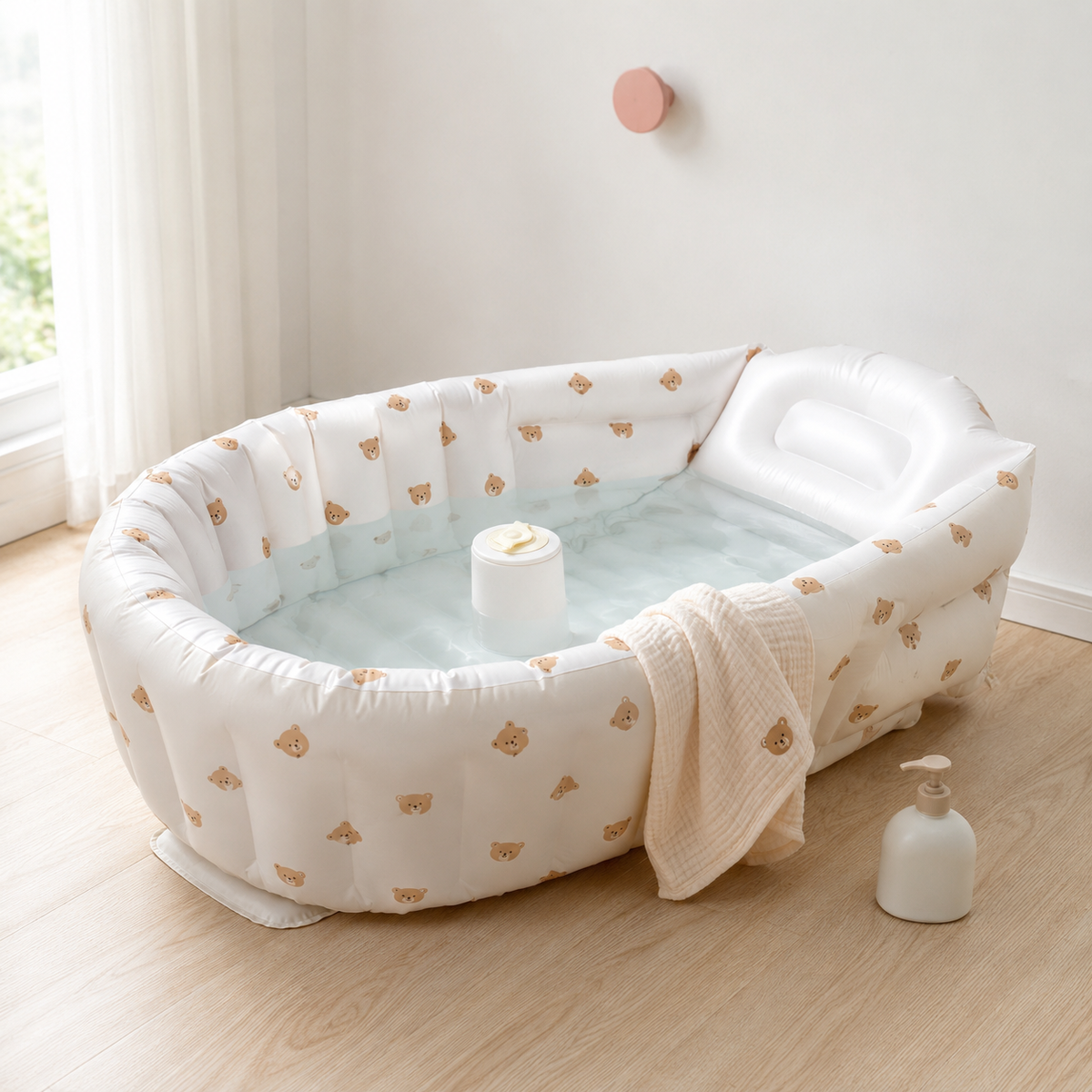 Inflatable Baby Bathtub – Portable PVC Tub with Built-in Air Pump for Newborns