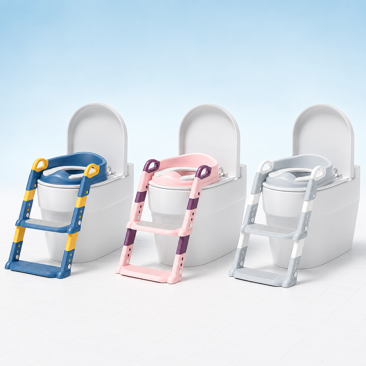 Kids Potty Training Seat with Ladder – Adjustable Foldable Toilet Trainer for Toddlers