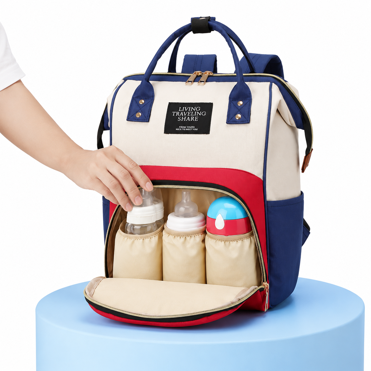 Baby Changing Backpack – Wide Opening, Wipe-Clean Lining, Unisex Nappy Bag with Bottle Holder
