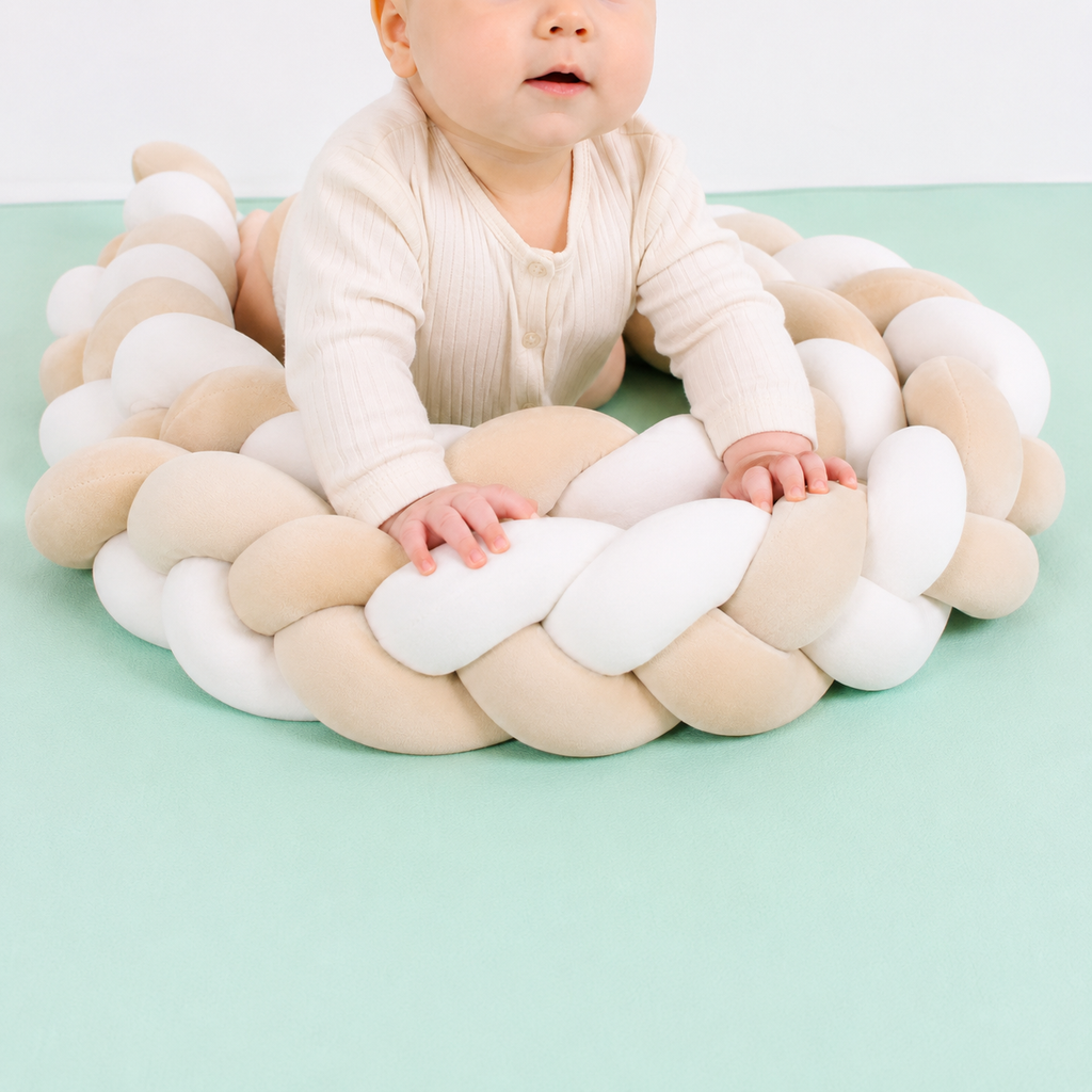 Braided Crib Bumper – Soft Knot Pillow Cushion for Baby Bed, Nursery Decor, Cot Protector