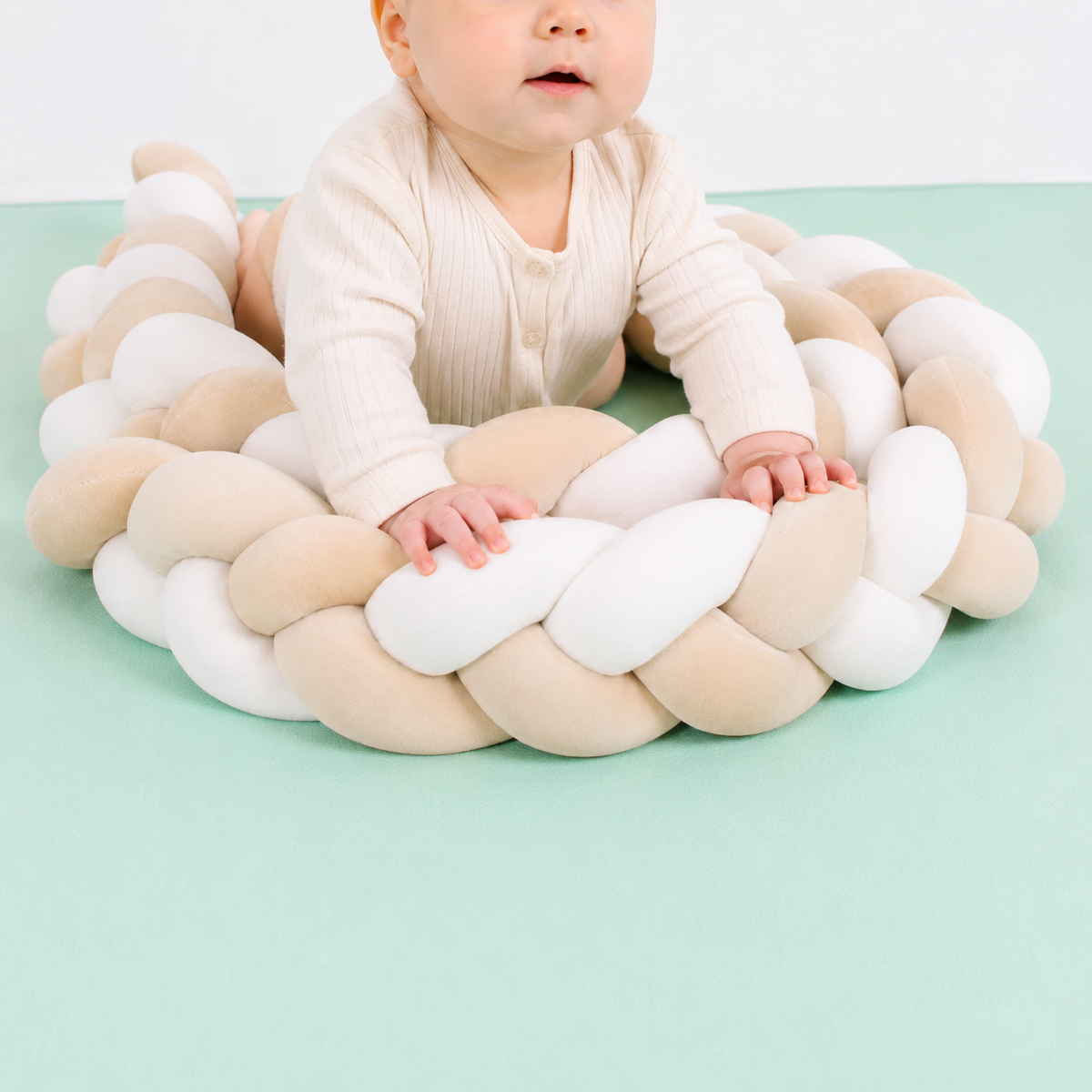 Braided Crib Bumper – Soft Knot Pillow Cushion for Baby Bed, Nursery Decor, Cot Protector