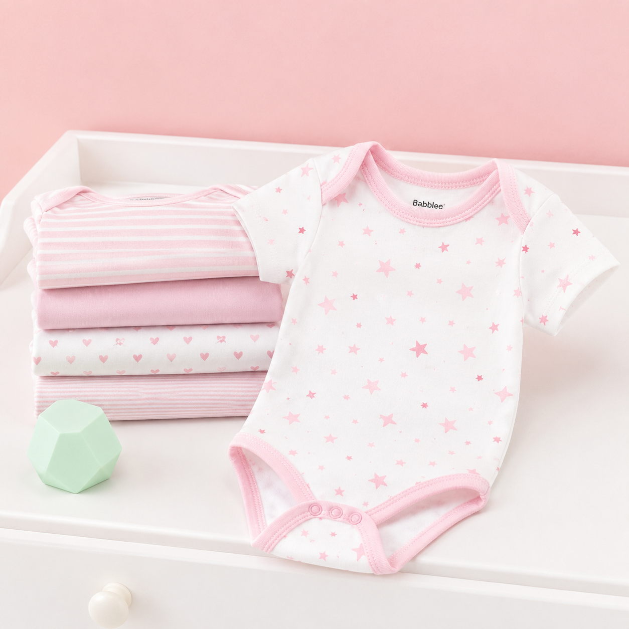 Baby Bodysuit Set – Soft Cotton Short Sleeve Onesies, Unisex Newborn Essentials, 5 Pack