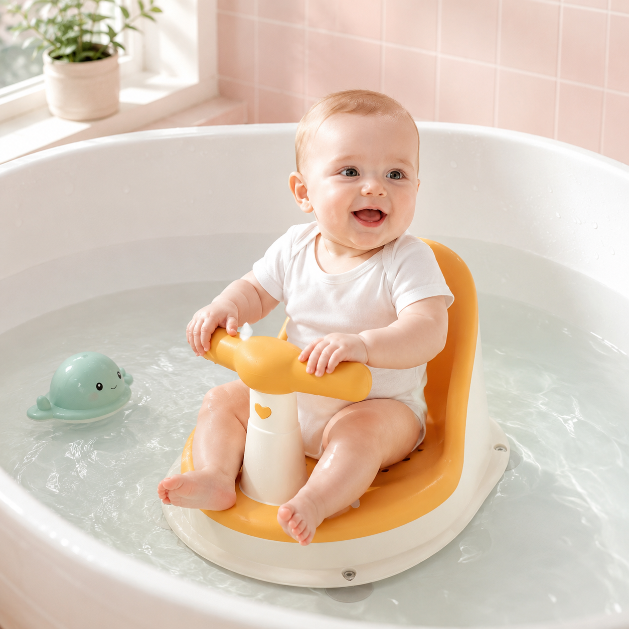 Baby Shower Seat – Portable Bath Support with Non-Slip Base for Newborns