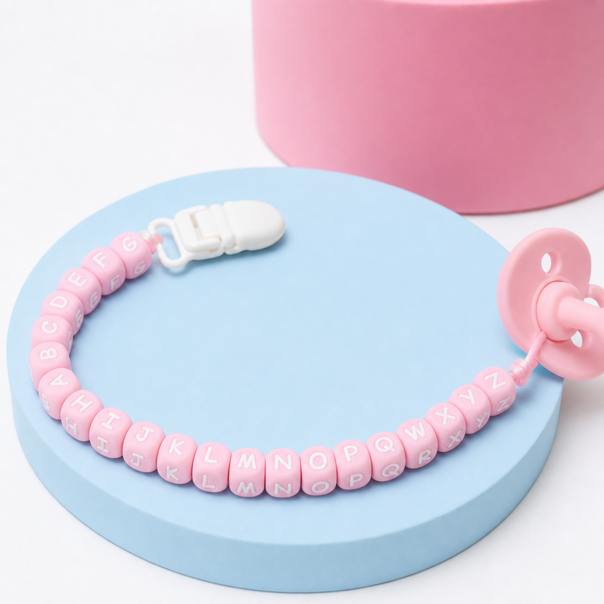 26 Piece Silicone Alphabet Bead Set – 12mm Letter Beads for Pacifier Clips and Teether Accessories