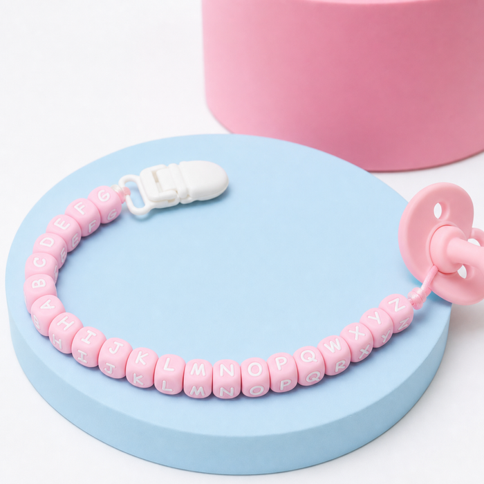 26 Piece Silicone Alphabet Bead Set – 12mm Letter Beads for Pacifier Clips and Teether Accessories