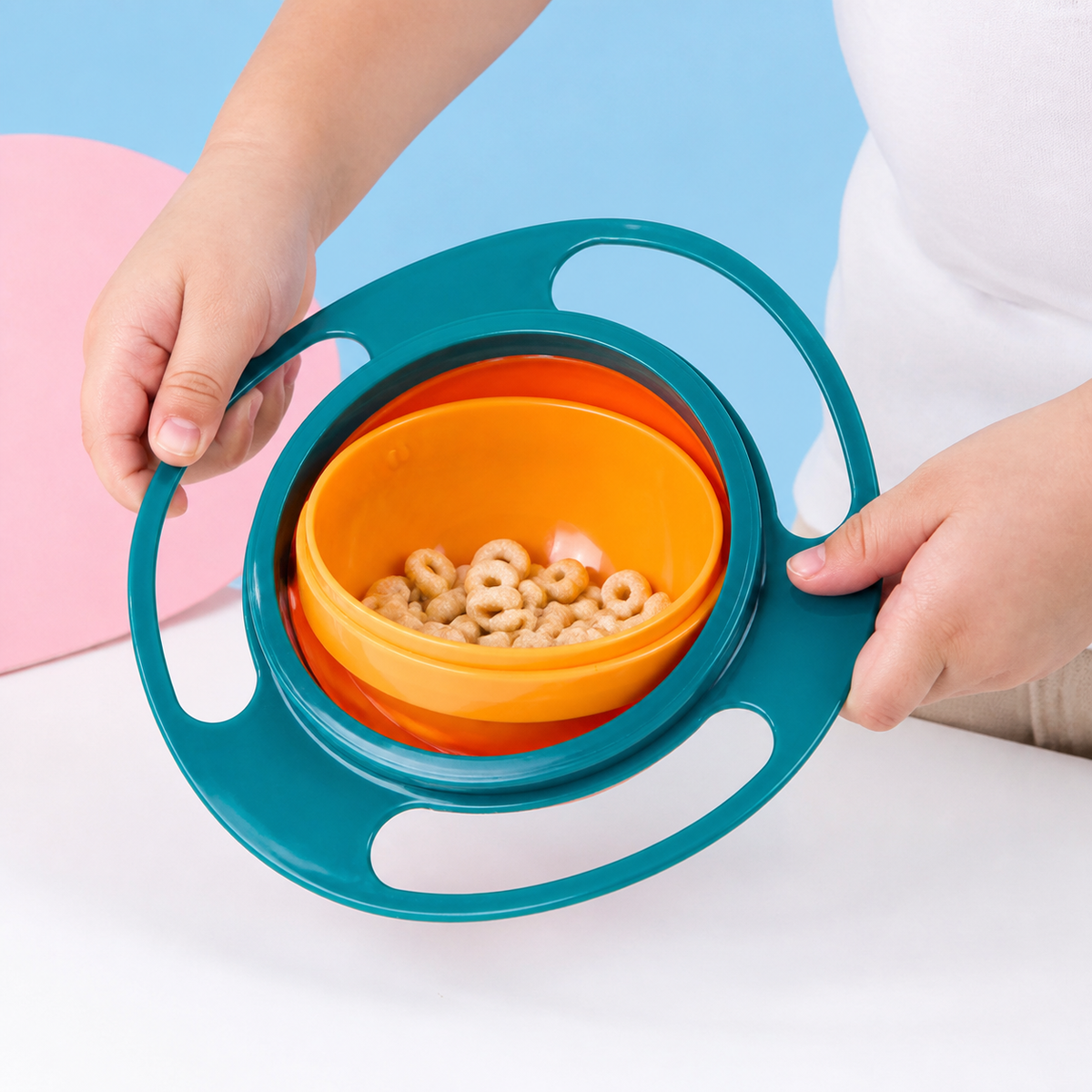 Gyro Bowl – 360 Degree Rotating Spill Proof Baby Feeding Dish with Easy Grip Outer Ring for Toddlers