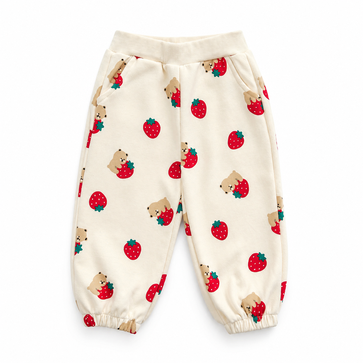 Baby Strawberry Tracksuit – Cotton Pullover & Joggers Set, Loose Fit Toddler Outfit