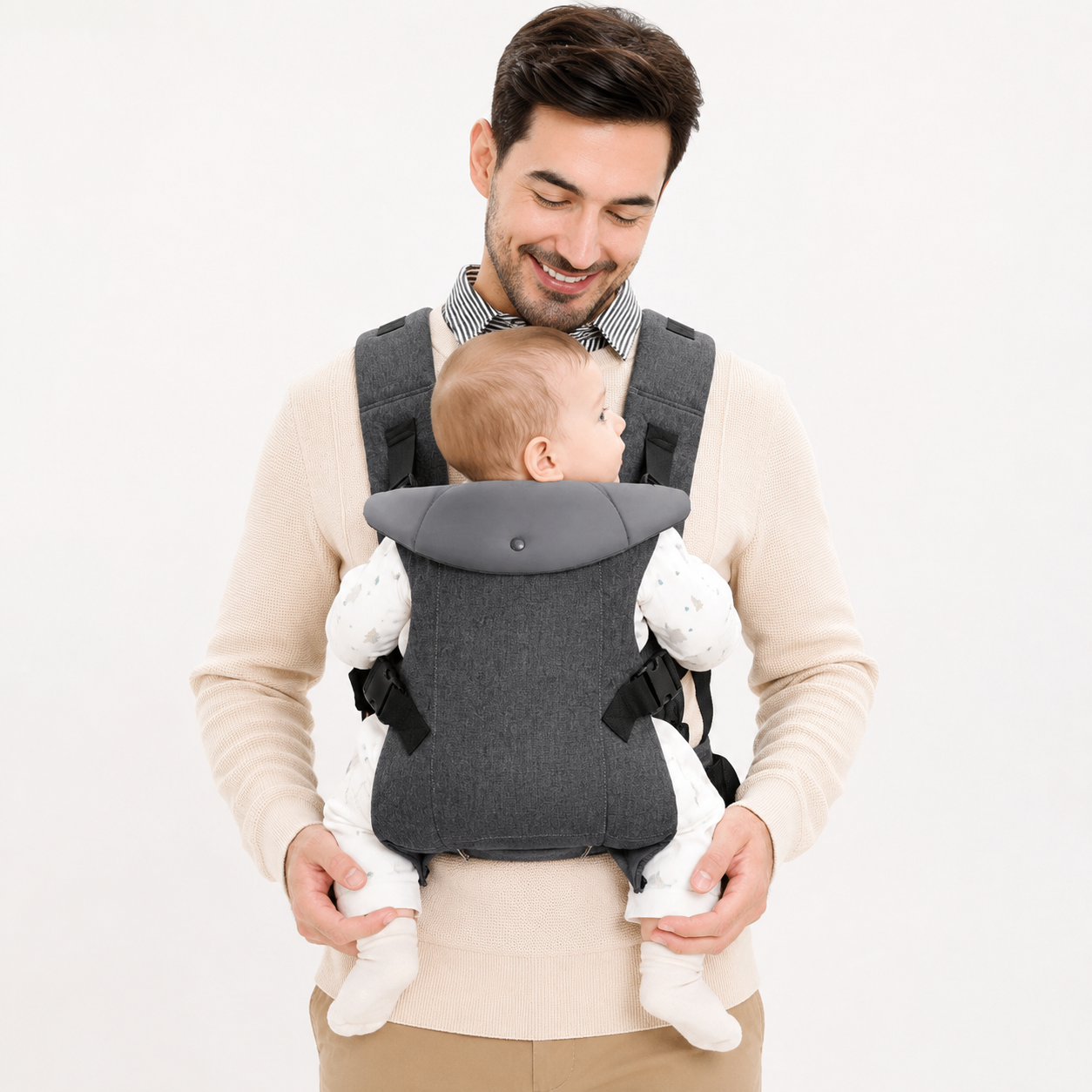 Baby Carrier with Hip Seat – Front Back Carry, Lumbar Support, All Seasons, Newborn to Toddler